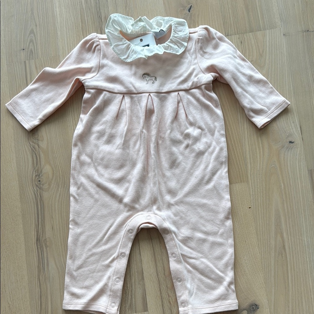 Pink Baby Romper with White Collar